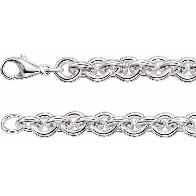Sterling Silver 9 mm Round Cable 17' Chain