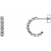 14k White 1/8 Ctw Natural Diamond 15.1 Mm Hoop Earrings