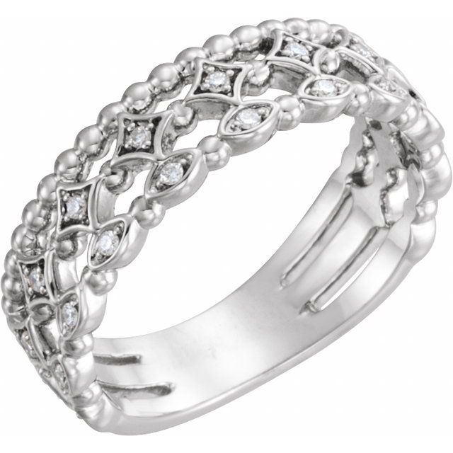 14k White 1/8 Ctw Natural Diamond Stackable Ring