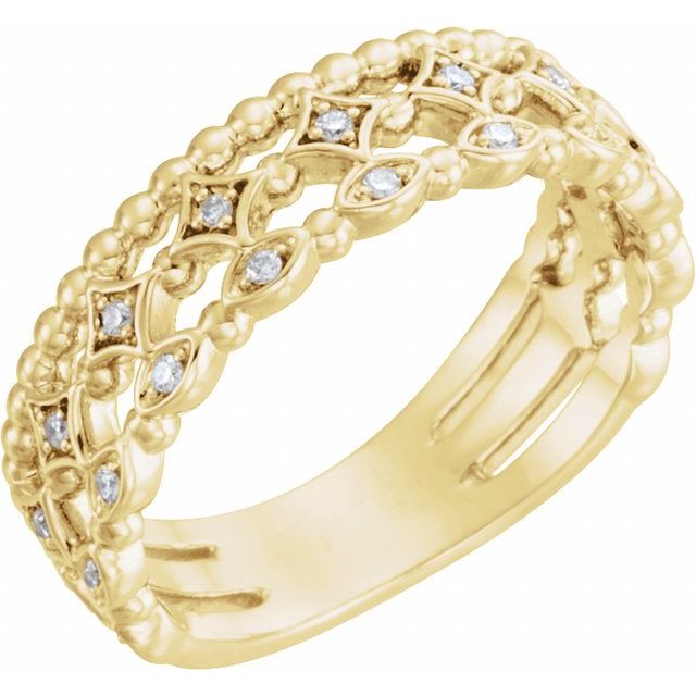 14k Yellow 1/8 Ctw Natural Diamond Stackable Ring