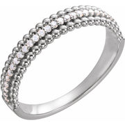 Sterling Silver 1/6 Ctw Natural Diamond Beaded Ring