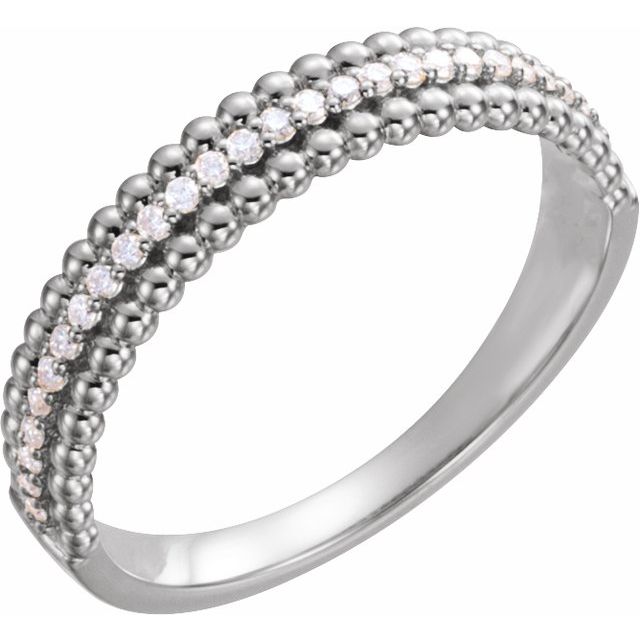 Sterling Silver 1/6 Ctw Natural Diamond Beaded Ring