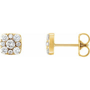 14k Yellow 1/2 Ctw Natural Diamond Cluster Earrings