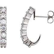 14K White 1 1/4 CTW Lab-Grown Diamond J-Hoop Earrings