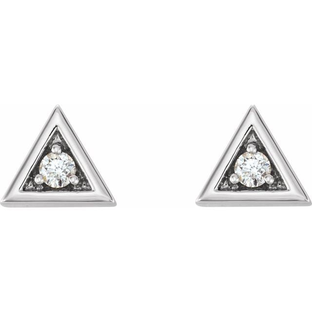 14k White 1/8 Ctw Natural Diamond Geometric Earrings