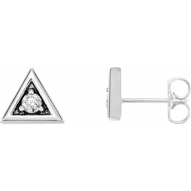 14k White 1/8 Ctw Natural Diamond Geometric Earrings