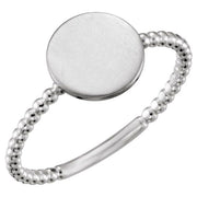 14k White Be Posh® Engravable Beaded Signet Ring