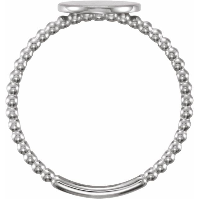 14k White Be Posh® Engravable Beaded Signet Ring