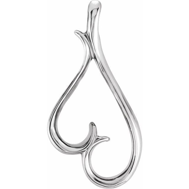 14K White Heart Pendant