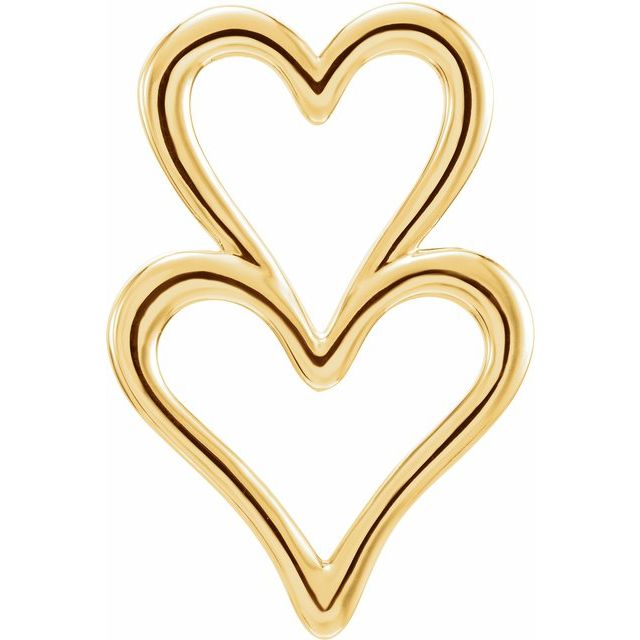 14k Yellow Double Heart Slide Pendant