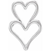 14k White Double Heart Slide Pendant