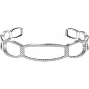 14k White 3/4 Ctw Natural Diamond Cuff 6 1/4' Bracelet