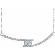 14k White 3/8 Ctw Natural Diamond Two-stone Bar 16-18' Necklace