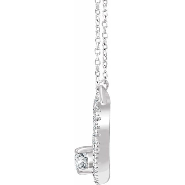 14k White 3/8 Ctw Natural Diamond Two-stone Bar 16-18' Necklace