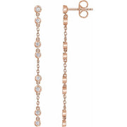 14k Rose 1/3 Ctw Natural Diamond Chain Earrings