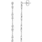 14k White 1/3 Ctw Natural Diamond Chain Earrings