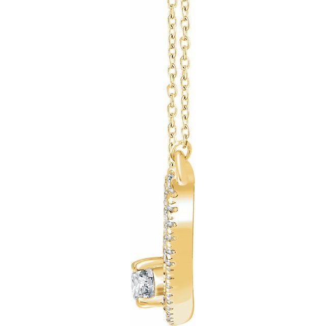 14k Yellow 3/8 Ctw Natural Diamond Two-stone Bar 16-18' Necklace