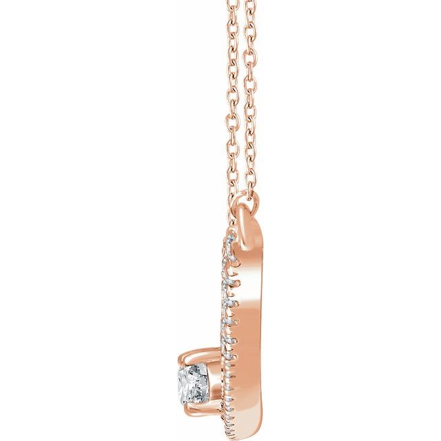 14k Rose 3/8 Ctw Natural Diamond Two-stone Bar 16-18' Necklace