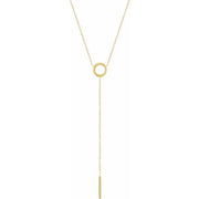 14k Yellow Circle & Bar 16-18'  Y Necklace