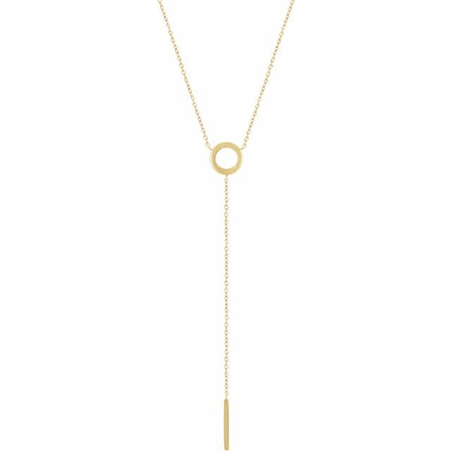 14k Yellow Circle & Bar 16-18'  Y Necklace