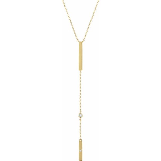 14k Yellow .06 Ctw Natural Diamond Bar 16-18' Necklace