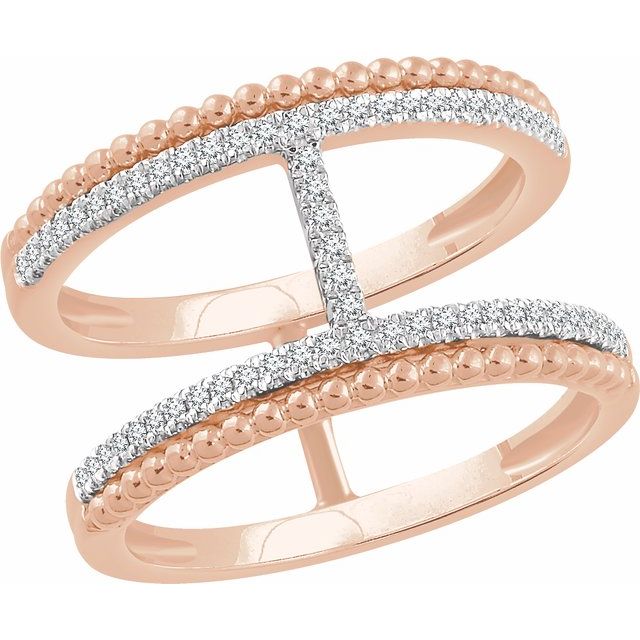 14k Rose 1/5 Ctw Natural Diamond Negative Space Ring