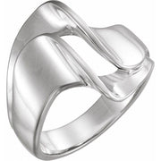 14k White 18 Mm Freeform Ring