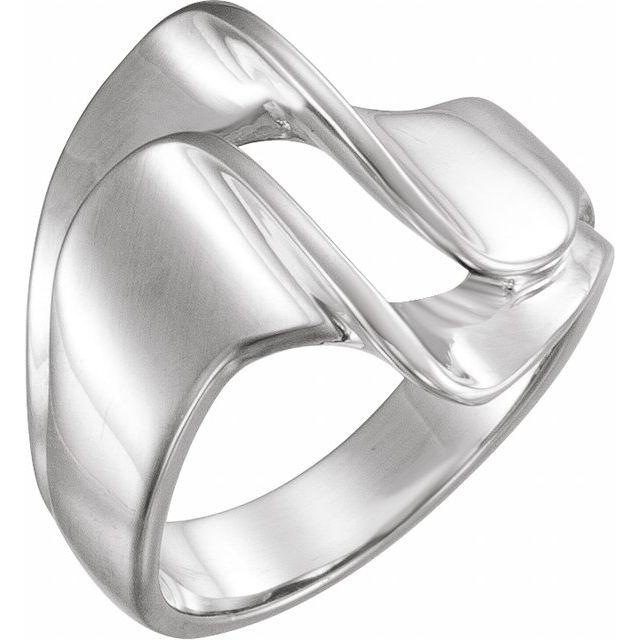 14k White 18 Mm Freeform Ring