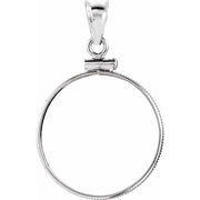 14K White Coin Frame Bezel Pendant Mounting for 22x1.8 mm Coin