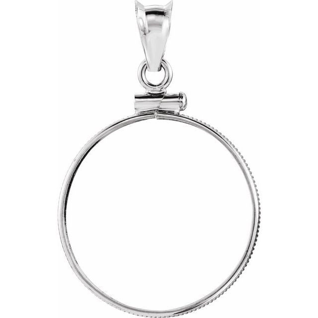 14K White Coin Frame Bezel Pendant Mounting for 22x1.8 mm Coin
