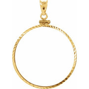 14k Yellow Coin Frame Bezel Pendant Mounting For 32.7x2.7 Mm Coin