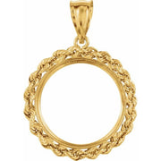 14K Yellow Coin Frame Bezel Pendant Mounting for 19x1.1 mm Coin