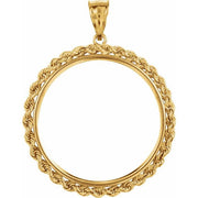 14K Yellow Coin Frame Bezel Pendant Mounting for 30x2.7 mm Coin