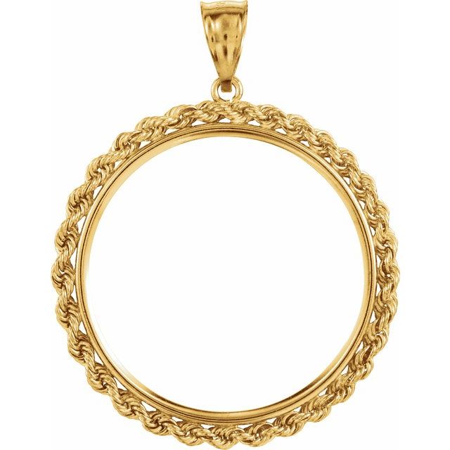 14K Yellow Coin Frame Bezel Pendant Mounting for 30x2.7 mm Coin