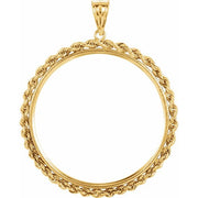 14K Yellow Rope Coin Frame Bezel Pendant Mounting for 37x2.6 mm Coin