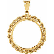 14K Yellow Coin Frame Bezel Pendant Mounting for 22x1.8 mm Coin