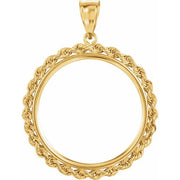 14k Yellow Coin Frame Bezel Pendant Mounting For 27x2.2 Mm Coin