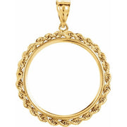 14K Yellow Coin Frame Bezel Pendant Mounting for 27x2 mm Coin