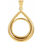 14K Yellow Coin Frame Bezel Pendant Mounting for 17.9x1.2 mm Coin