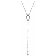 14k White Geometric 16-18'  Y Necklace