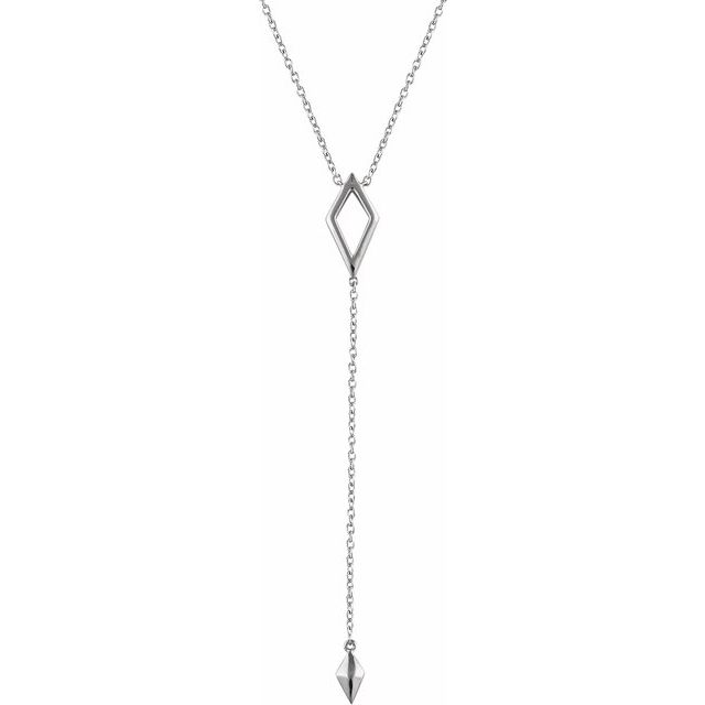 14k White Geometric 16-18'  Y Necklace