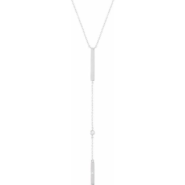 14k White .06 Ctw Natural Diamond Bar 16-18' Necklace