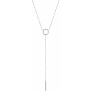 14k White Circle & Bar 16-18'  Y Necklace