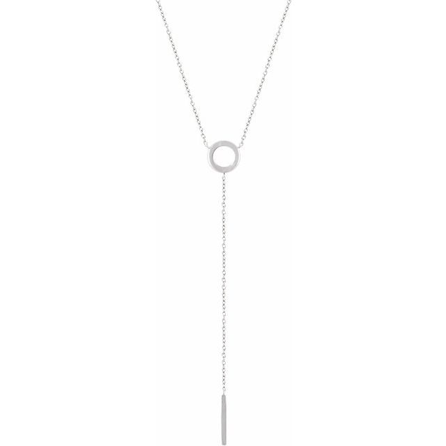 14k White Circle & Bar 16-18'  Y Necklace