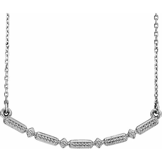 Sterling Silver Beaded Bar 16-18' Necklace