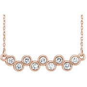 14k Rose 1/2 Ctw Natural Diamond Bezel-set Bar 16-18' Necklace