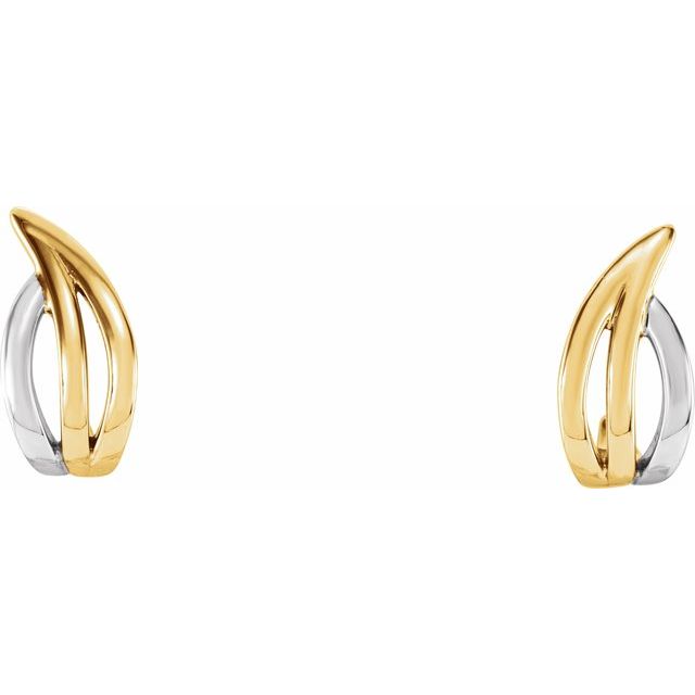 14k Yellow/white Freeform J-hoop Earrings