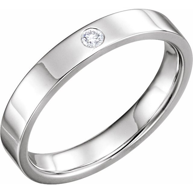 14k White .06 Ctw Natural Diamond Flat Band Size 11