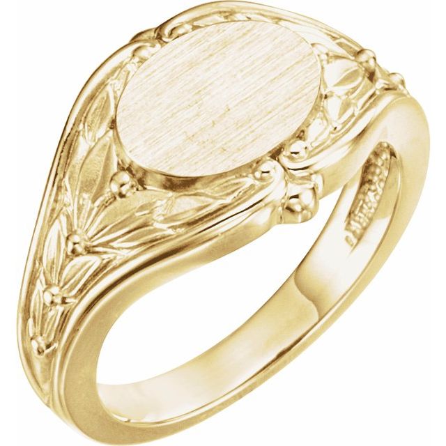 14k Yellow 10x8 Mm Oval Signet Ring