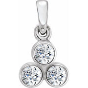 14k White 1/5 Ctw Natural Diamond Three-stone Pendant